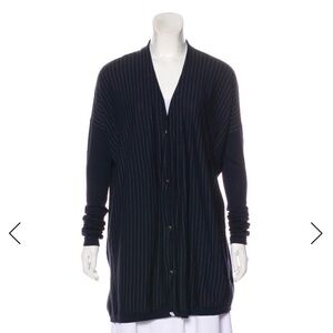 The Row Pinstripe Lightweight Wool Knit Oversized Cardigan Size L